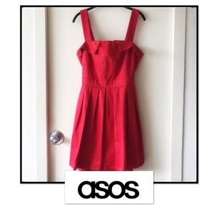 NWOT. Red Square Neck Open Back Mini Dress